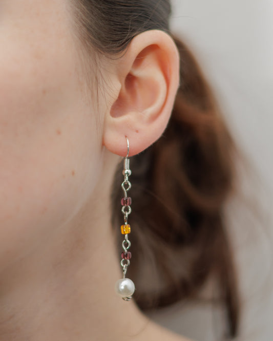 Boucles d'oreille longue perle nacrée